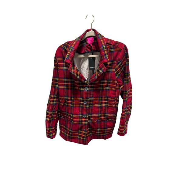 Torrid X Betsey Johnson Red Plaid Pointe Blazer Women Size 3 3X 22-24 - Picture 1 of 5